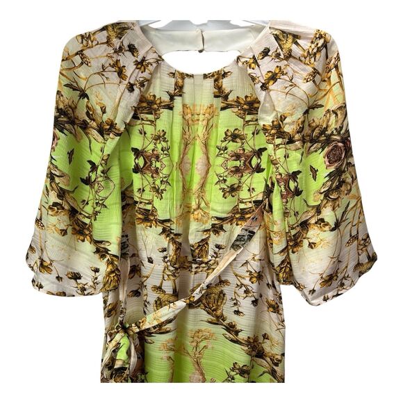 Karen Millen Mirrored Tulipa Print Satin Maxi Dress Sz 12 Cut Out Back - Picture 3 of 11